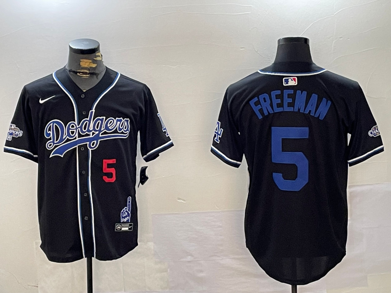 Men's Los Angeles Dodgers Freddie Freeman #5 Black Jersey
